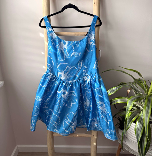 Hutch blue floral satin silk - hutch,